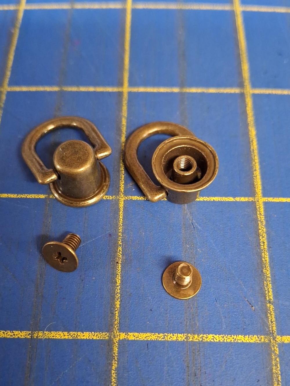 D-ring pull-loop screw-back rivets & ball studs used for handbag purse strap New